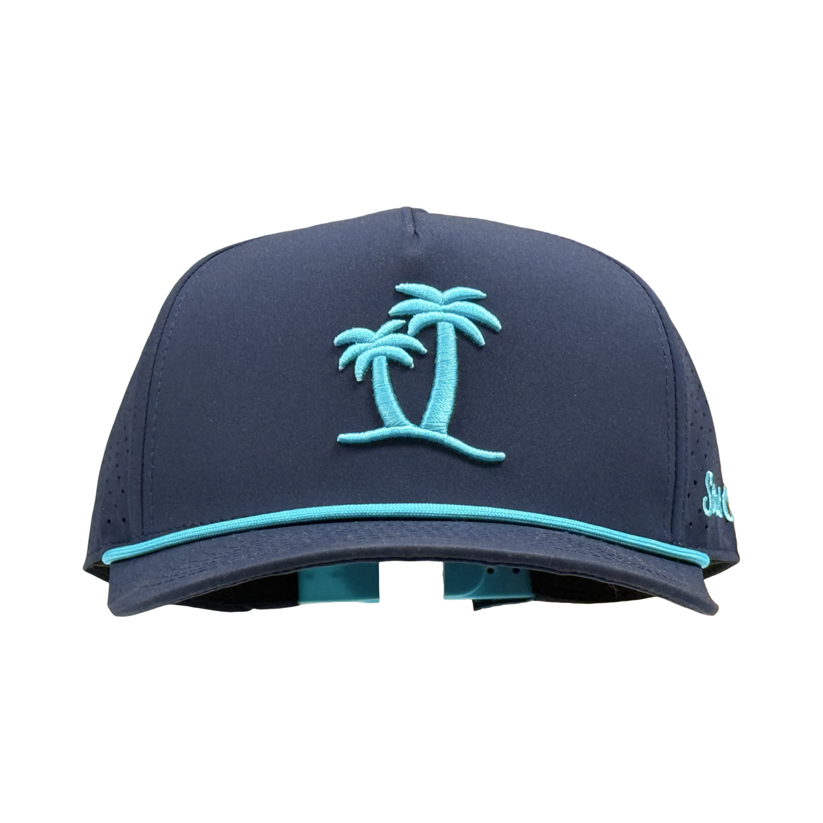 Navy Twin Palm - 5 Panel Rope Hat