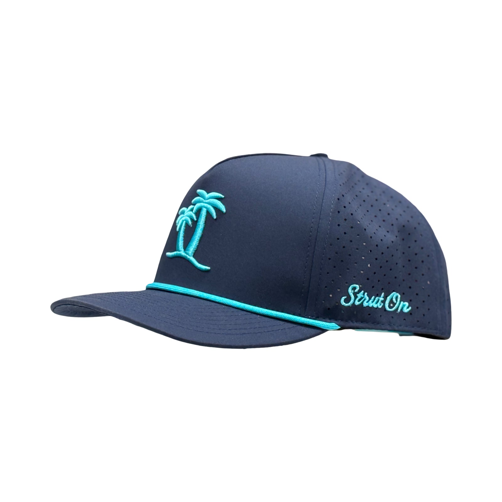Navy Twin Palm - 5 Panel Rope Hat