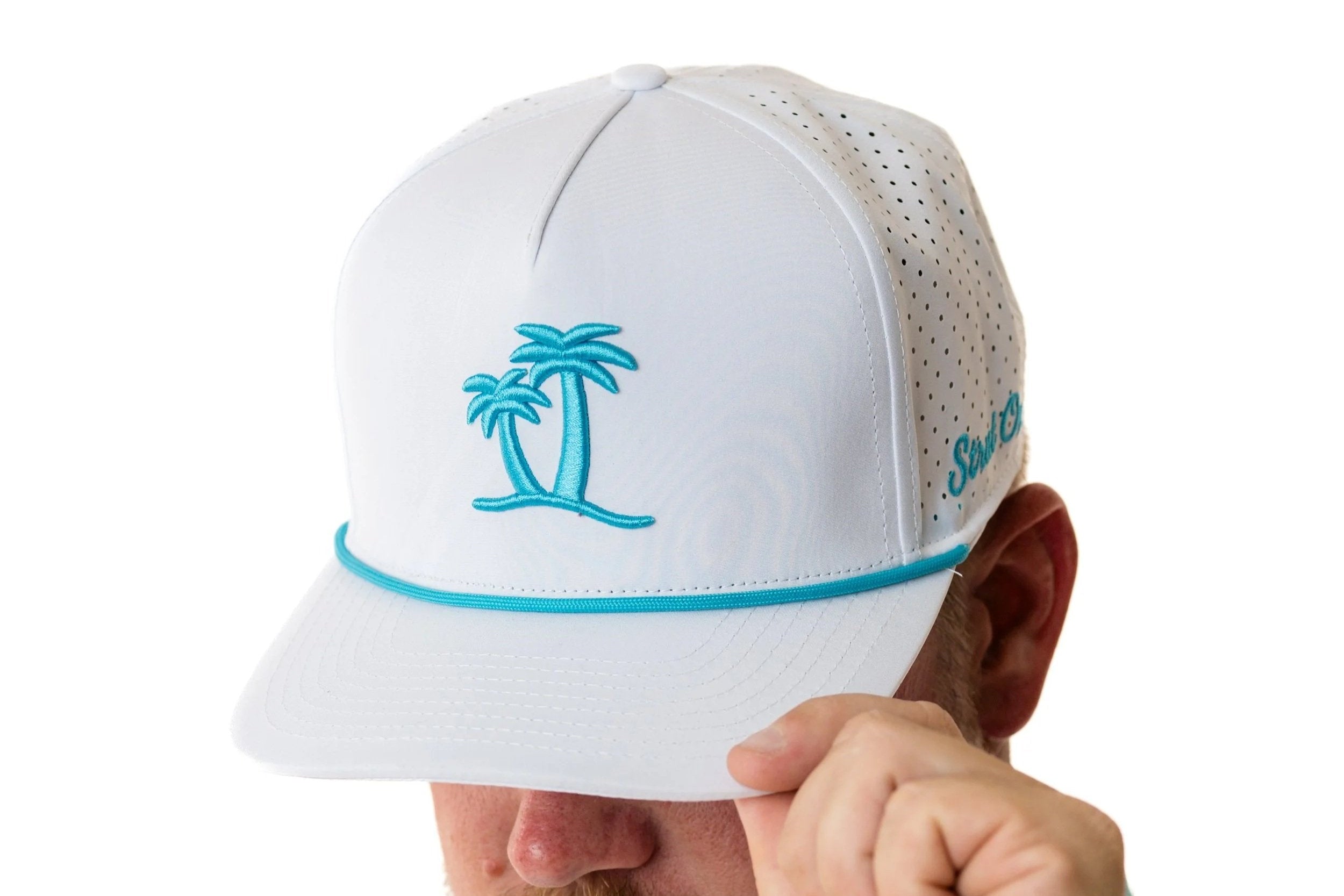 White Twin Palm - 5 Panel Rope Hat